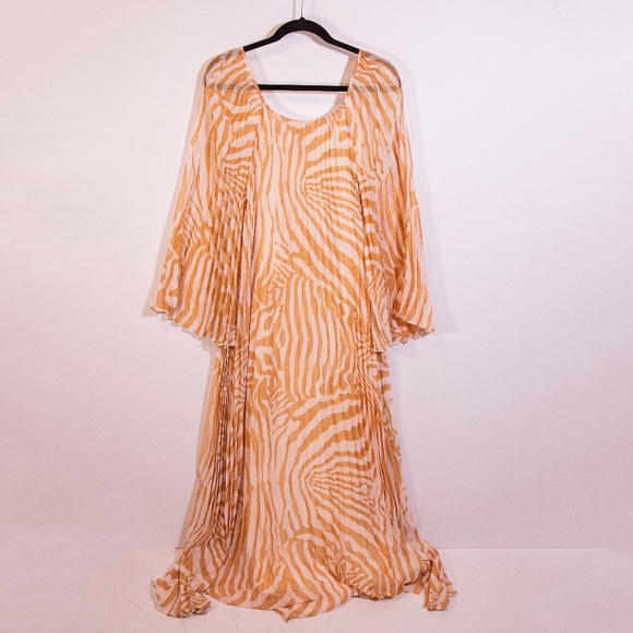 Sezane Dresses & Skirts - Sezane Julietta Chiffon Accordion Pleated Zebra Animal Print Pattern Maxi Dress